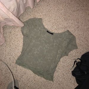 Green/gray floral crop top!
